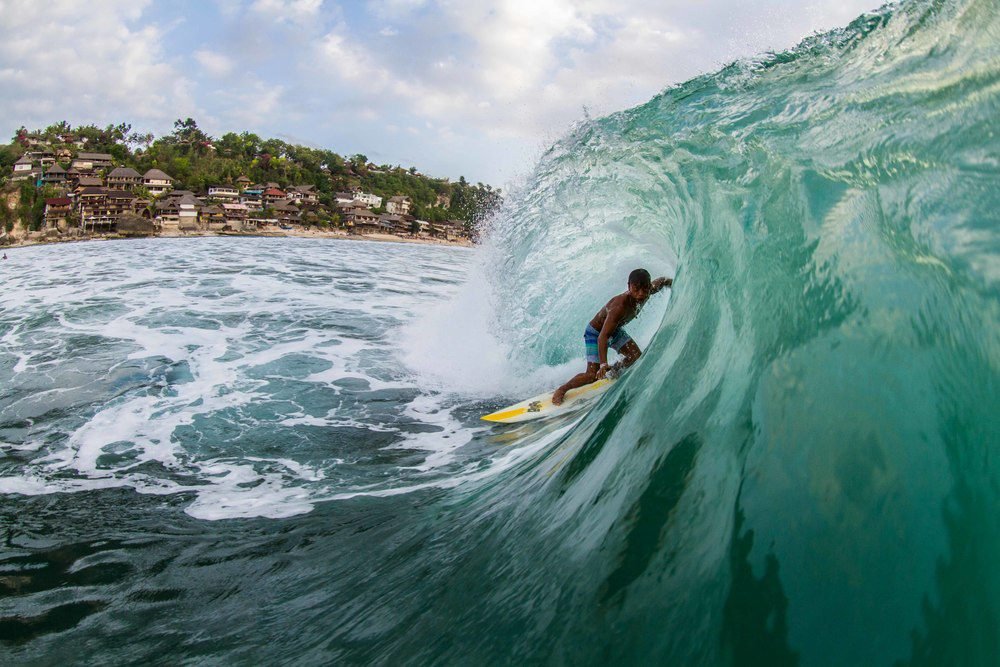 Person surfing in Bali